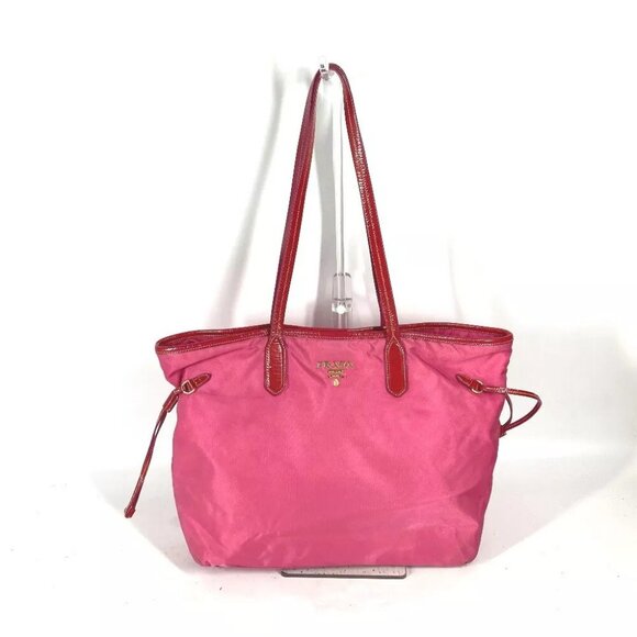 PRADA logo Bag Shoulder Bag Tote Bag Shoulder Bag Nylon / enamel pink - Picture 1 of 16